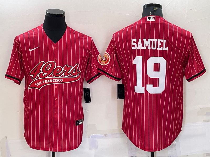 Men San Francisco 49ers #19 Samuel Red stripe 2022 Nike Co branded NFL Jersey